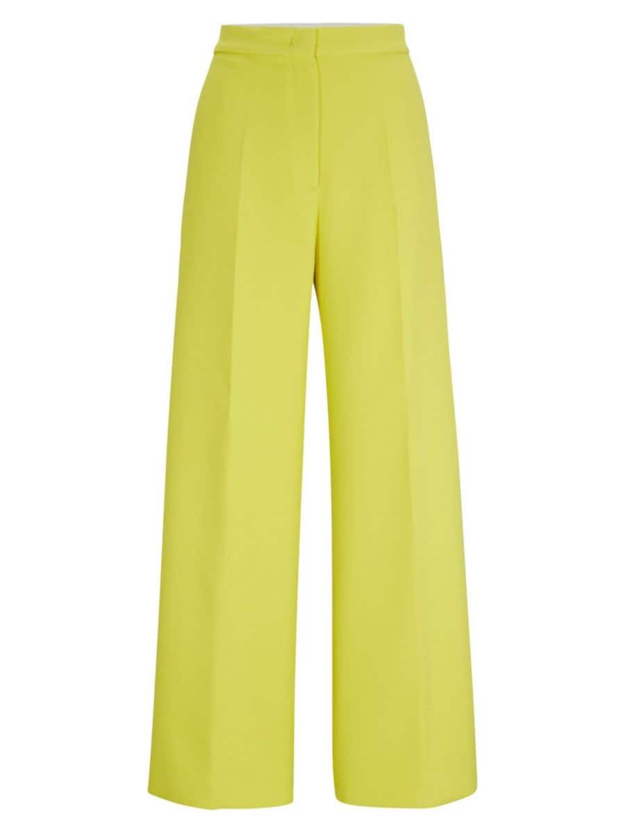 Shop BOSS Wide-Leg Trousers in a Cotton Blend | Saks Fifth Avenue | Saks Fifth Avenue