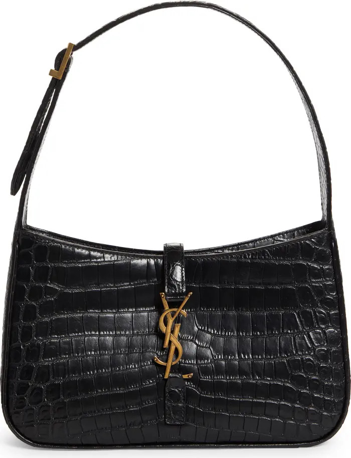 YSL Croc Embossed Leather Shoulder Bag | Nordstrom