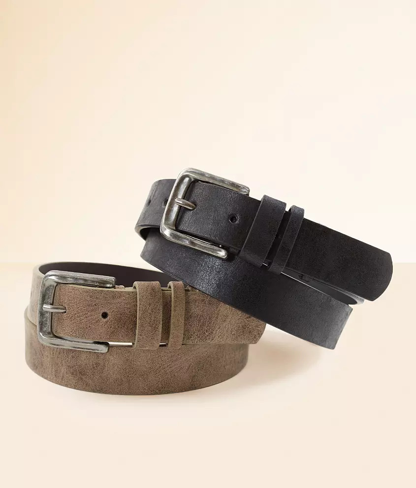 Two Pack Distressed Leather Belts | Buckle