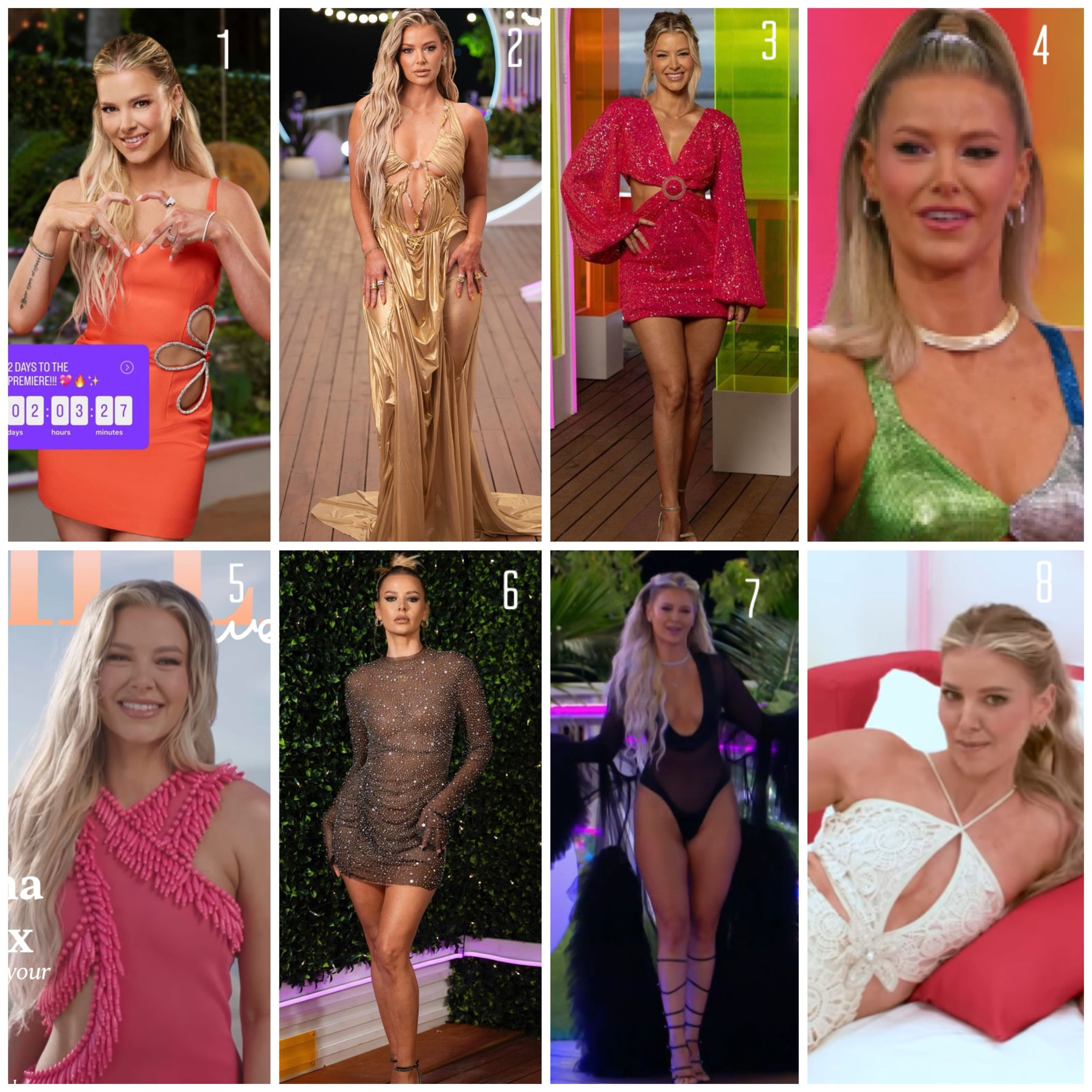 Ariana Madix’s Love Island Looks 📸 = @arianamadix @loveislandusa (pink dress by Nadine Merabi no link available)