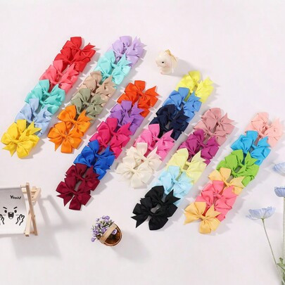 20/60 Pcs/Pack Solid Color Big Bow Hair Clips For Kids, Colorful And Fun Children Hair Accessories, Suitable For Kids Aged 6 And Above, Random Colors | SHEIN