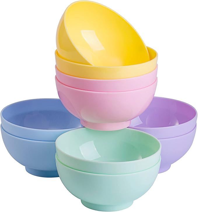 Honla 20 oz Kids Bowls,Set of 10 Small Plastic Bowls for Kids Snacks,Reusable and Unbreakable Chi... | Amazon (US)