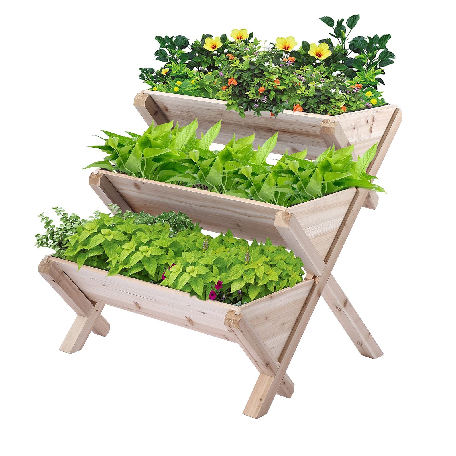 Notume 3 Tiers Wooden Vertical Raised Garden Bed with Legs ,Planter Raised Beds Kit for Flowers Herb | Amazon (US)