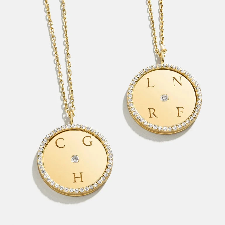 Classic 14K Gold Custom Medallion Necklace - Gold/Pavé | BaubleBar