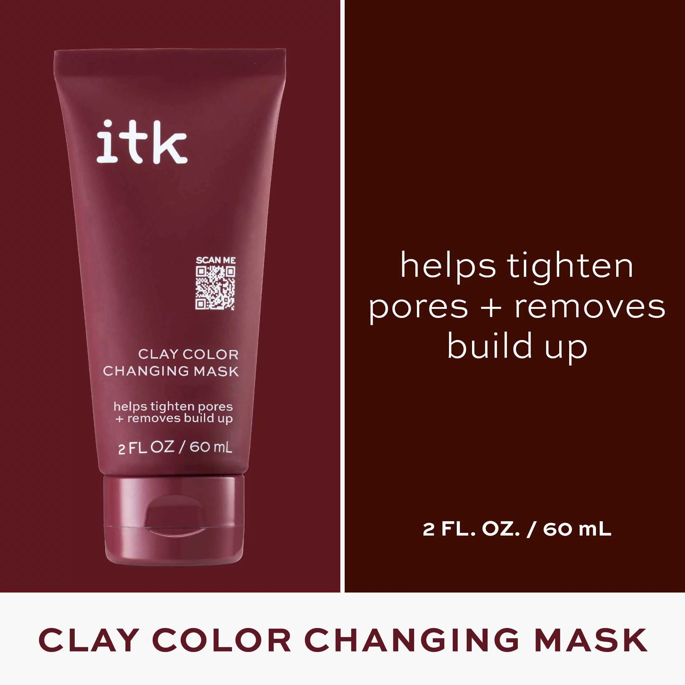 ITK Clay Color Changing  Mask with Kaolin Clay |Deep Pore Cleanser + Pore Minimizer, 2 oz | Walmart (US)