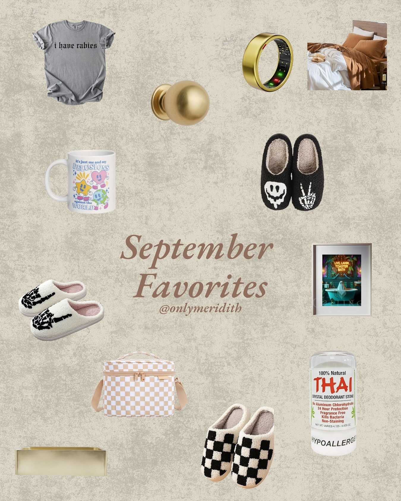 September always feels like a reset — new routines, cozier vibes, and a few little things that just make the month feel better. Here’s what I’ve been loving lately:

This shirt — because sometimes you just need a piece that’s easy, comfy, and makes you feel pulled together without trying too hard and again - a little snarky humor.

Natural deodorant — I was skeptical, but a friend recommended this one and… it actually works (even through busy mom-of-three days).

Off-brand aura ring — tracks my sleep and movement, survives the washing machine (!!), and keeps me honest about rest.

Kitchen sink — we used this on a recent project and it just screams cozy fall kitchen vibes.

Linen sheets — thick but breathable, soft but not hot. They get better every wash and I’m fully converted.

Bathroom art with a little dark humor — because design should make you smile, even in unexpected places.

Ball knobs — simple, timeless, and the perfect upgrade for furniture refreshes (I keep coming back to these).

Lunch box — game changer for workdays on the road. Less coffee-only days, more actual meals.

Slippers — because September = cozy season, and my feet are here for it.

The perfect mug — you already know I can’t resist a good one.

#bienvenueandco #interiordesign #septemberfavorites #ltk #homeinterior #homedesign #virtualdesign