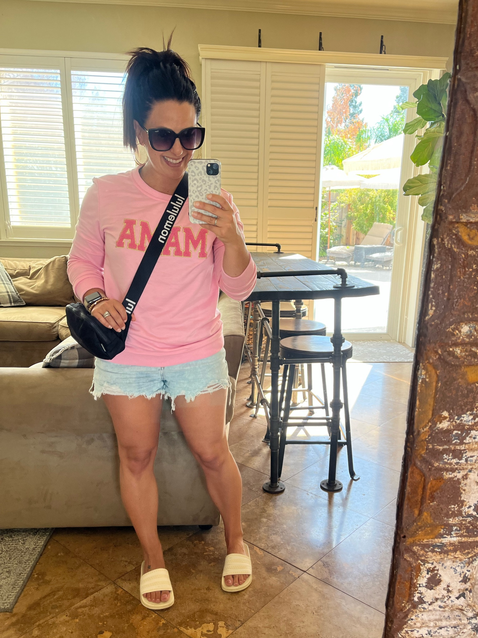 Back home and in full on soccer mom mode! These shorts are so good that I bought two pairs in different washes. They have a button and zipper closure and elastic on the back of the waist, run tts and are under $30. My MAMA sweatshirt is not too thick and super soft. I sized up to a medium. 

#LTKfindsunder50 #LTKstyletip #LTKover40