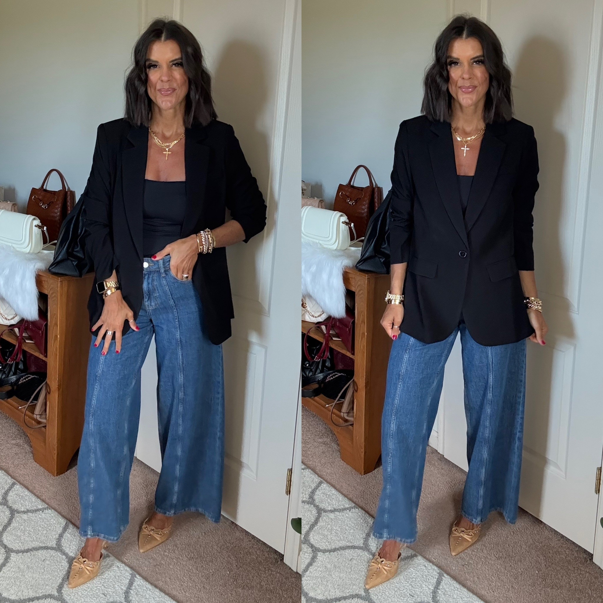 Size small in blazer, size xs in tank, size 26 in jeans

#LTKSeasonal