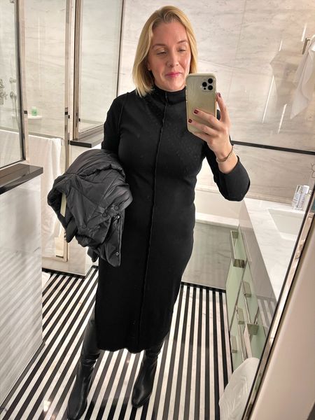 NYC look! Black sweater turtleneck dress, black boots, black layering puffer coat 🙌🏼 size up one in the boots- my regular size was a bit tight. 👊🏼🌆



Holiday outfits
Sweater dress

#LTKstyletip #LTKtravel #LTKover40