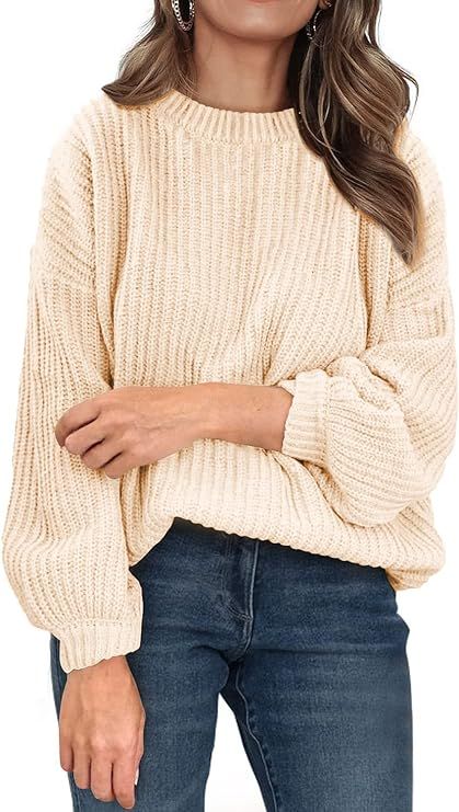 PRETTYGARDEN Women's Fashion Sweater Long Sleeve Casual Ribbed Knit Winter Clothes Pullover Sweat... | Amazon (US)