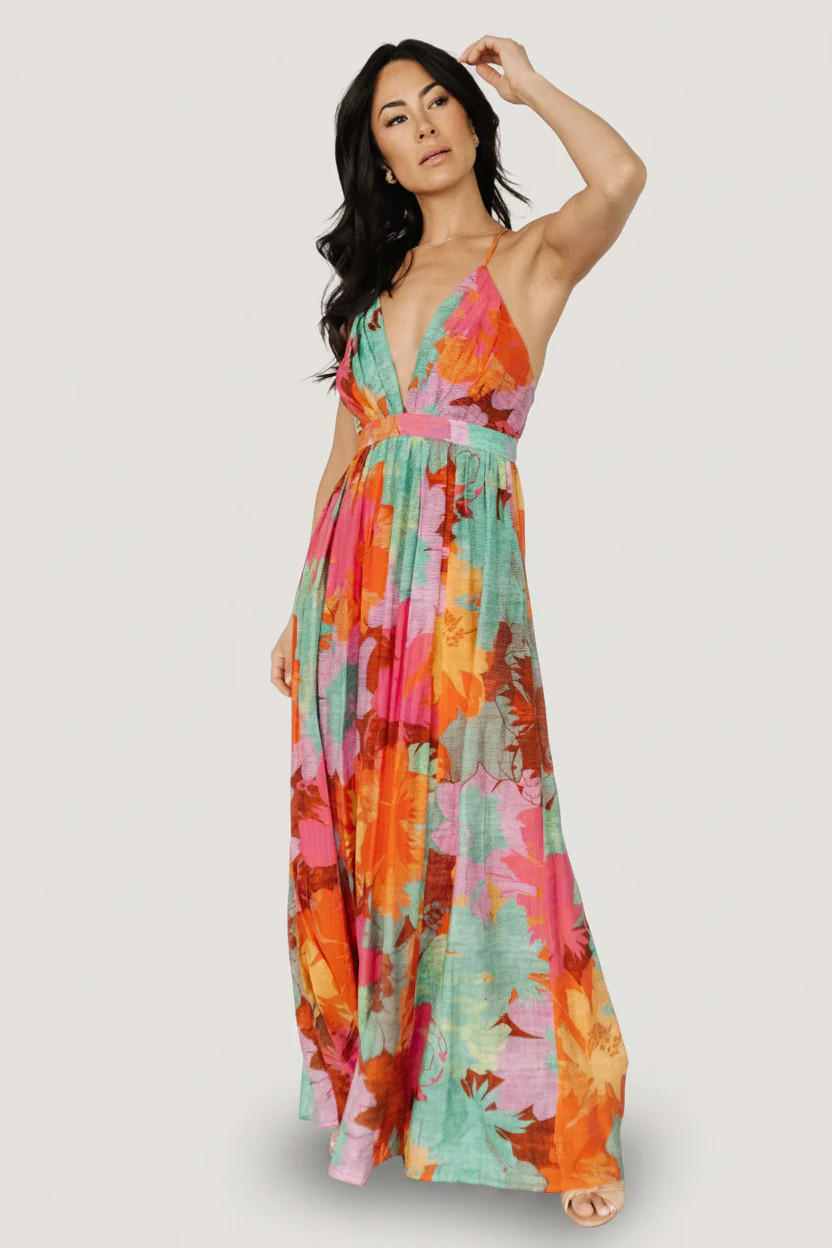 Miramar Maxi Dress - Multi Floral V-Neck | Baltic Born | Baltic Born