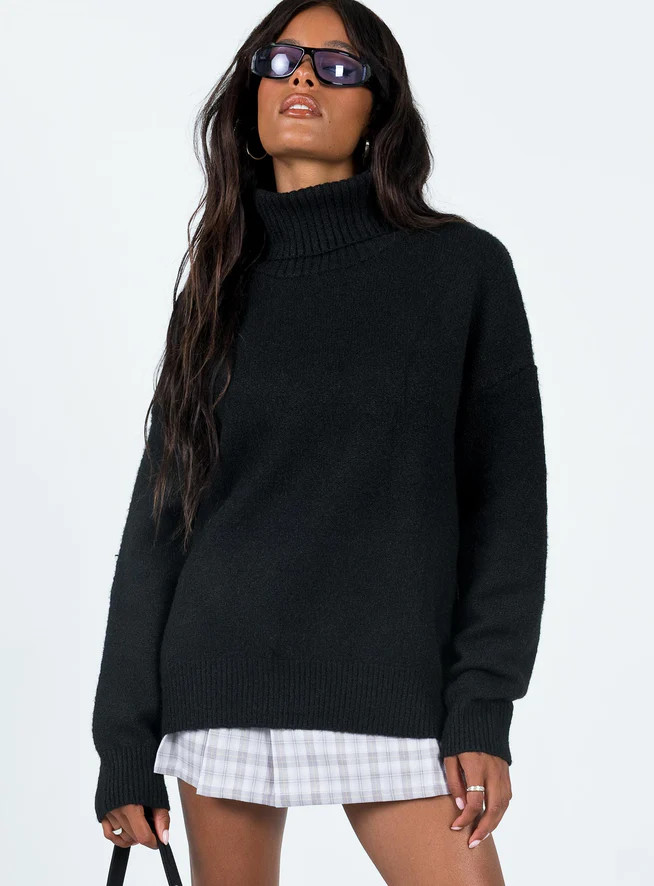 Oswin Turtleneck Sweater Black | Princess Polly AU