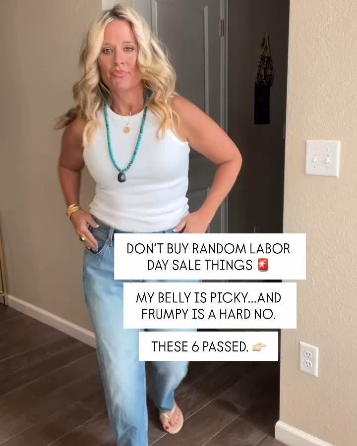 ✨Tap the bell, save and ❤️ start here over 40 fashion, midlife style, midsize fashion and luxury looks for less.  

⬇️Sizing information:
1. Boyfriend jeans 12 tts (size up if in between sizes.) 
2. Barrel jeans 14 size one full size up for relaxed fit
3. Henley large (size up if in between sizes.)
4. Cardigan large (size up if in between sizes.)
5. Boho blouse medium (size down if in between sizes.) 

Don’t buy random Labor Day sale things just because they’re marked down. 😂

I narrowed it down to the pieces I’d actually buy: flattering, wearable, belly-friendly, anti-frumpy, and all Outfit Physics™ approved.

Think boyfriend jeans, barrel jeans, easy fall tops, polished layers, and expensive-looking comfort ... all under $50.

👑 Helping you look good, feel good.-Lindsey Denver   

Check back daily for belly-friendly style, confidence, and Outfit Physics™.

#LTKOver40 #LTKPlusSize #LTKMidsize