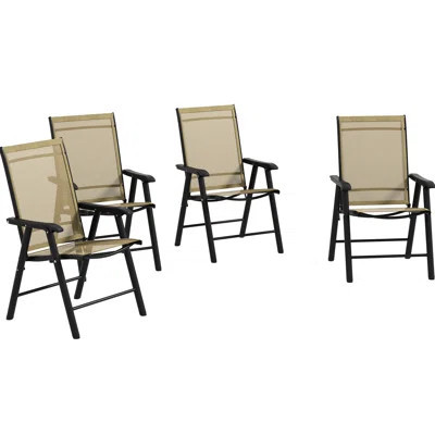 4Pcs Patio Folding Chairs, Stackable Outdoor Dining Chairs With . Lightweight & Portable For Lawn, Camping, Beach. Metal Frame, No Assembly, Mixed Bro | Wayfair North America