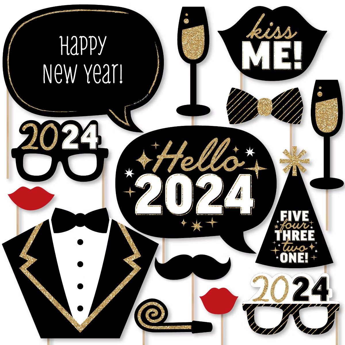 Big Dot of Happiness Hello New Year - 2024 NYE Party Photo Booth Props Kit - 20 Count | Target