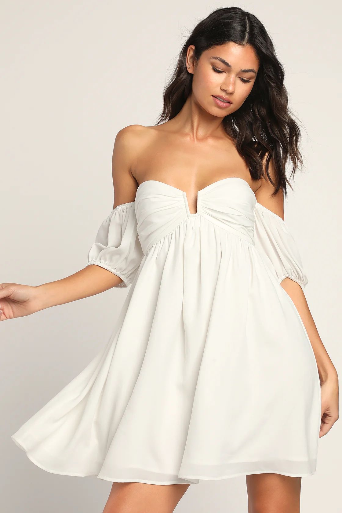 My Dream Date White Off-the-Shoulder Mini Dress | Lulus (US)