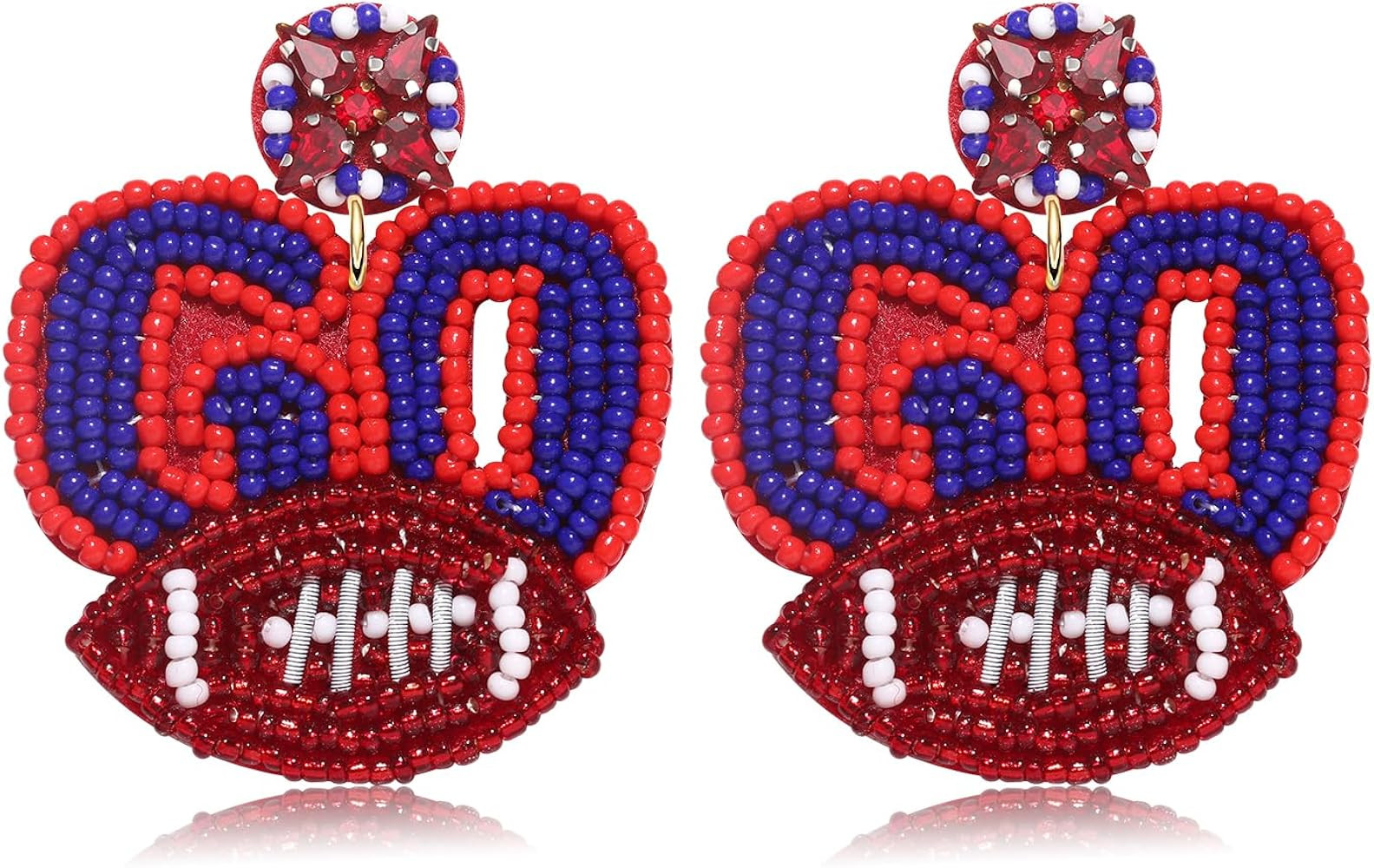 Boderier Game Day Earrings Beaded GO Football Dangle Earrings Statement Sport Game Team Earrings ... | Amazon (US)