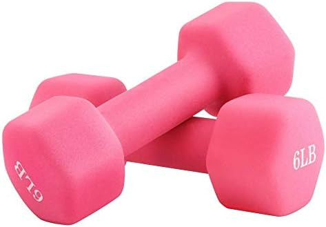 Amazon.com: Portzon Set of 2 Neoprene Dumbbell Hand Weights, Anti-slip, Anti-roll, PInk, 6-lb : E... | Amazon (US)