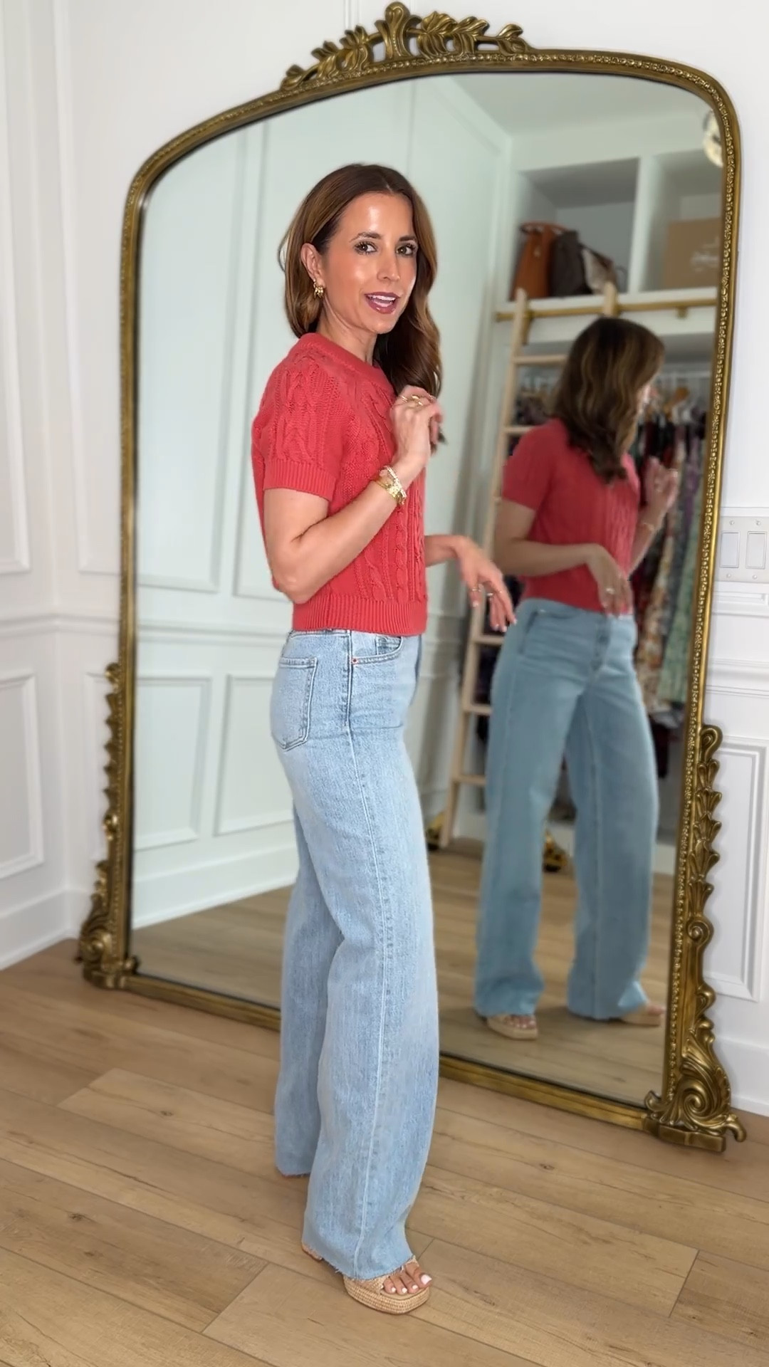 New arrivals at Old Navy. Cable knit sweater top in XS petite. Wide leg jeans in 00 regular. Runs big so size down! Spring outfit. Every day outfit. Elevated casual.

#LTKPetite #LTKgrwm #LTKootd
