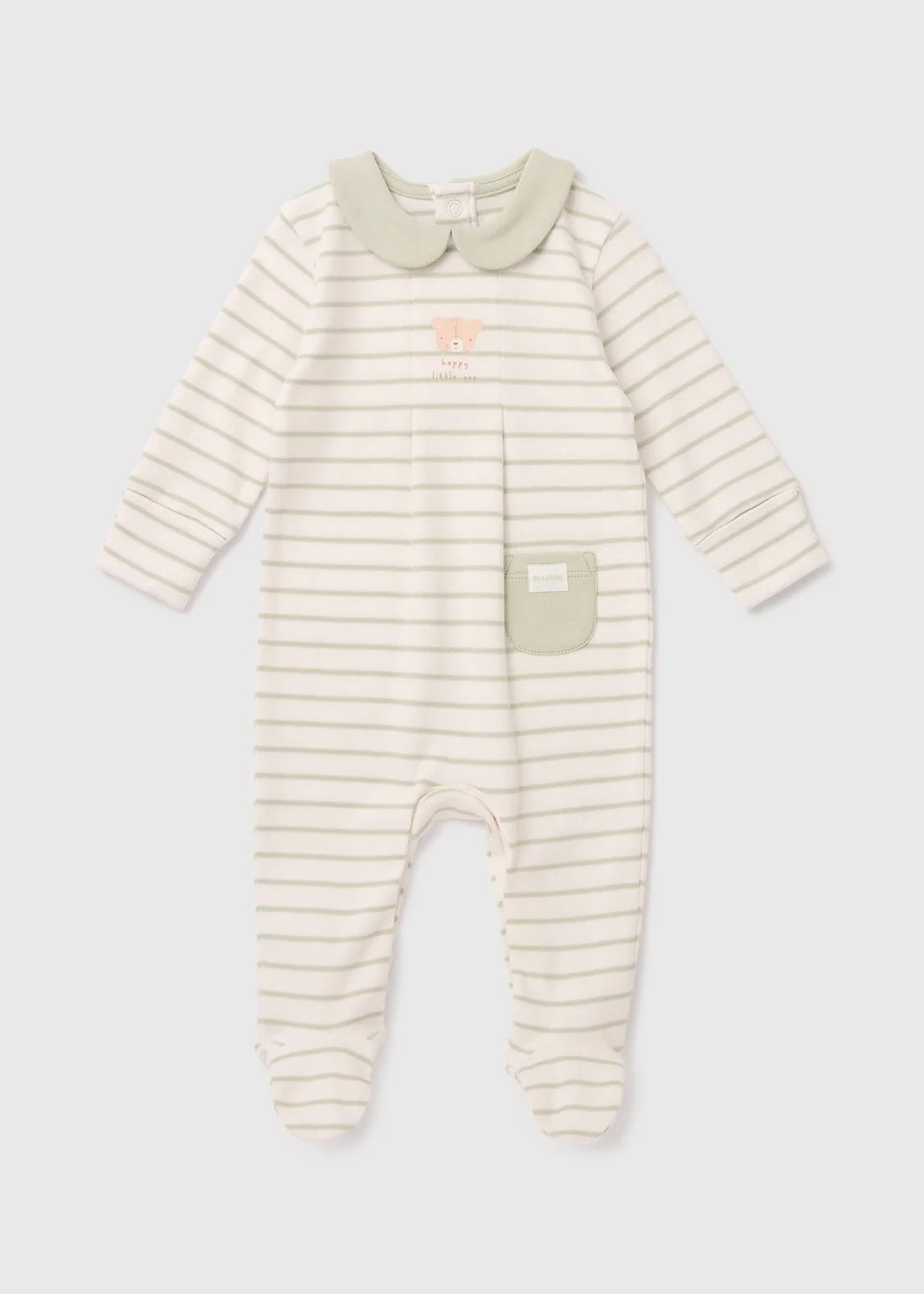 Baby White Sage Stripe Sleepsuit (Newborn- 12mths) - Newborn | Matalan (UK)
