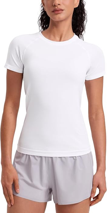 Training, Chafe-Free, Slim Fit, Raglan Sleeves, Mesh Vents, Workout, Short Sleeve Tops for Women | Amazon (US)