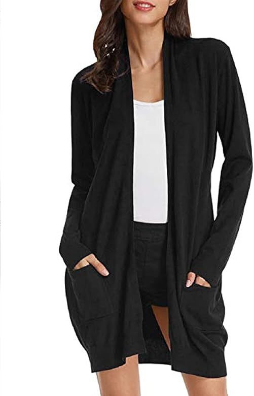 GRACE KARIN Essential Solid Open Front Long Knited Cardigan Sweater for Women | Amazon (US)