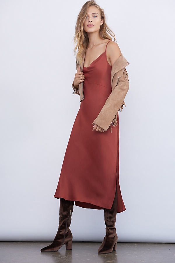 Elyse Bias Slip Dress By Anthropologie in Brown Size XL | Anthropologie (US)