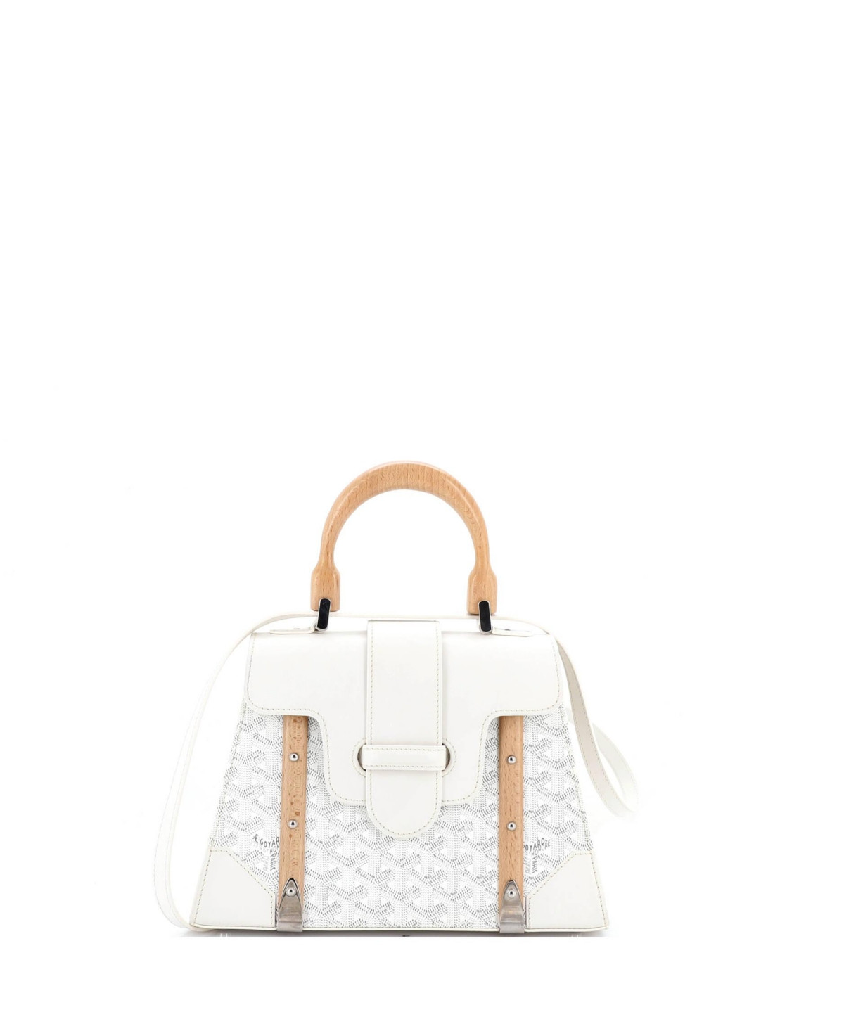 Pre-Owned Goyard Pm Saigon Top Handle Bag Coated Canvas with Leather - White | Macy's