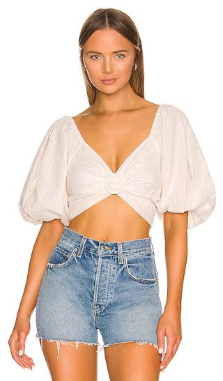 Lune Top in White & Beige | Revolve Clothing (Global)
