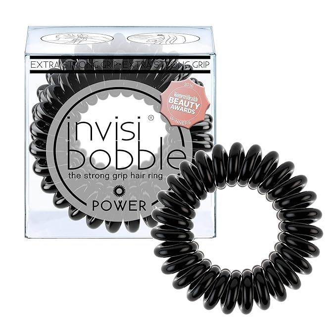 invisibobble POWER Hair Ties, True Black, 3 Pack - Extra Strong Grip, Waterproof, Traceless - Per... | Amazon (US)