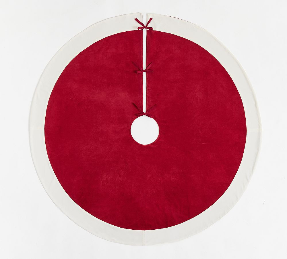 Classic Velvet Treeskirt Red W/ Ivory Cuff | Pottery Barn (US)