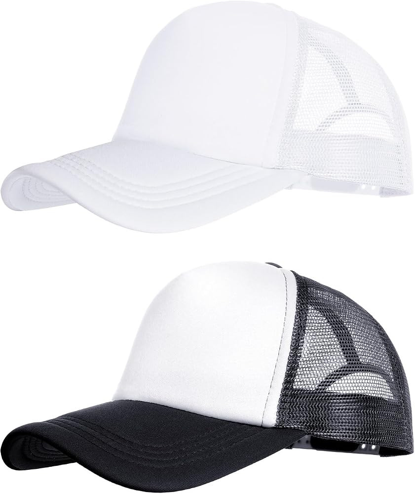 2 Pack Trucker Hat Bulk Mesh Cap for Women Men Adjustable Blank Hats for DIY Sports Outdoor | Amazon (US)