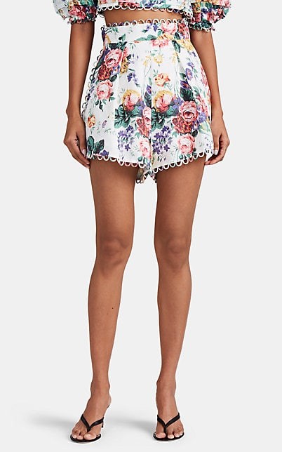 Zimmermann Allia Floral Linen High-Rise Shorts | Barneys New York | Barneys New York (Global)