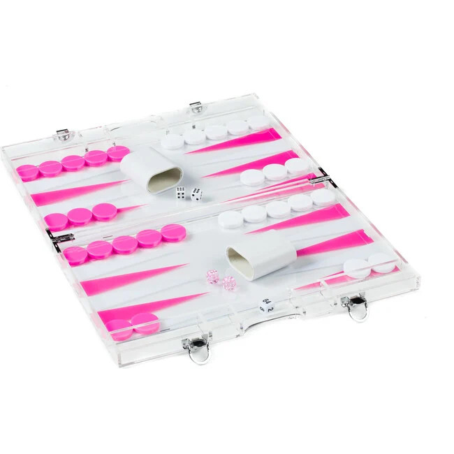 Acrylic Luxury Backgammon Set, Pink and White - Kids Toys | Aurosi from Maisonette | Maisonette