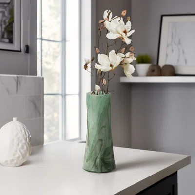 Elegant Tall Glass Vase with Swirl Design for Home Décor – Decorative Sculptural Flower Vase for Living Room and Dining Room Table Decor – Green | Wayfair North America