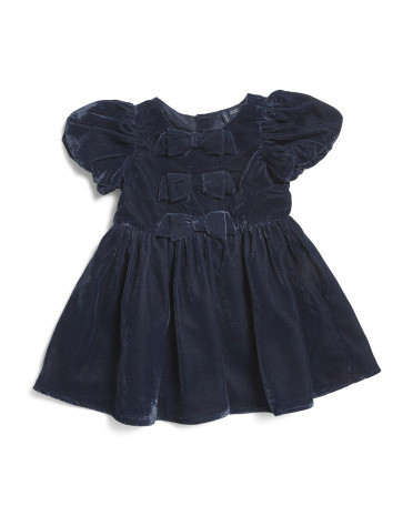 Toddler Girls Puff Sleeve Velvet Dress | Polyester | Marshalls