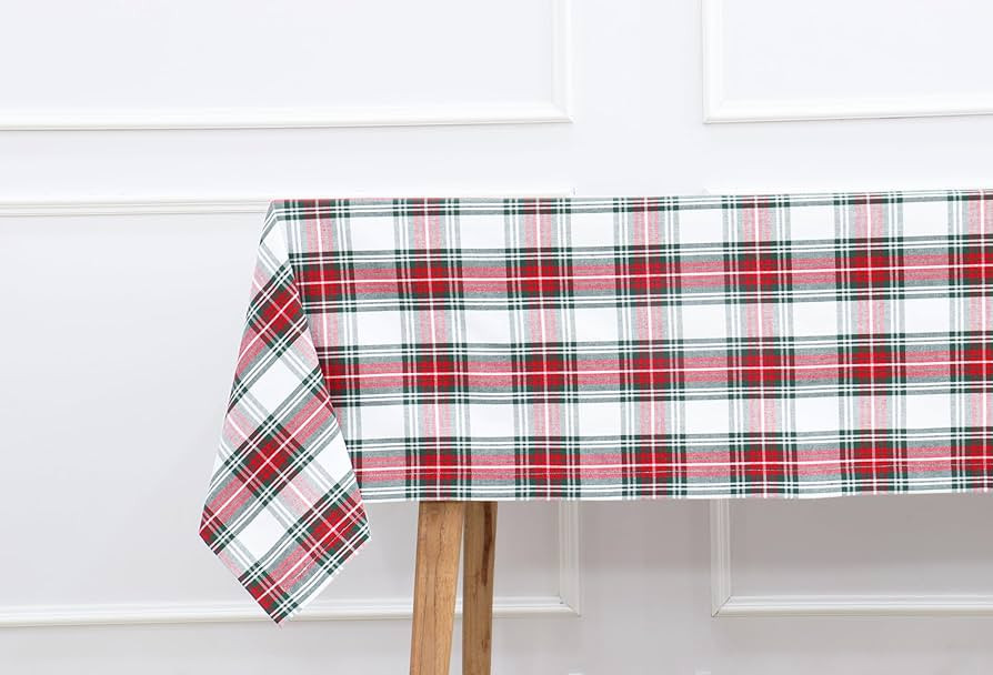 PurpleEssences Tartan Plaid Tablecloth - Water Resistant Wipeable Washable Checkered 60 x 84 Inch... | Amazon (US)