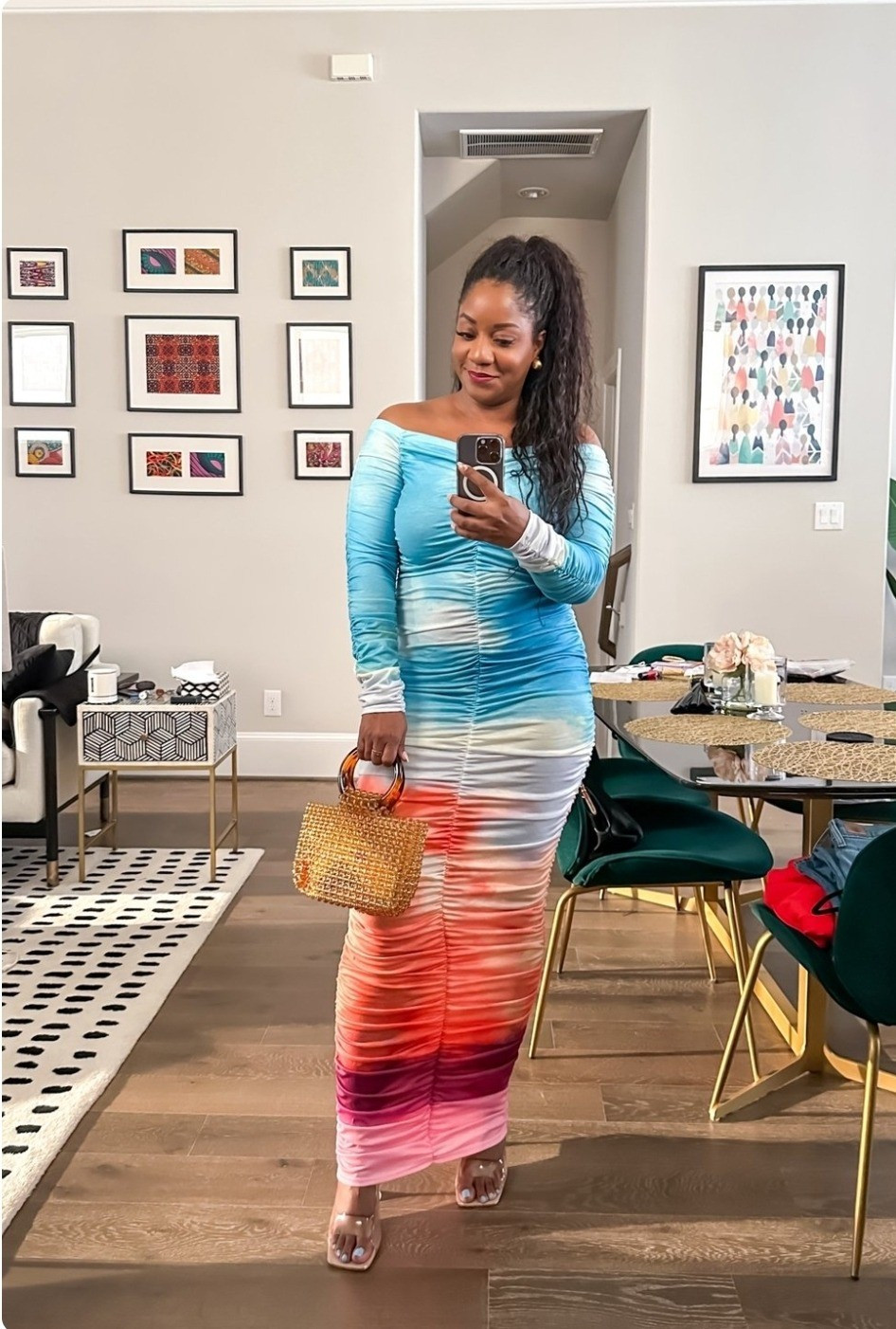 This long-sleeve bodycon is giving watercolor sunset! I lovehow the ruched detail hugs in all the right places, and theoff-shoulder neckline adds a flirty touch. Perfect for dinnerdates, vacation nights, or anywhere you want to stand out.Wearing a Loff shoulder dress / long sleeve dress / ombré dress/ruched dress / bodycon maxi / colorful dress / vacationoutfit / resortwear with sleeves / evening outfit / dinner datelook / beach dinner outfit / summer dress with sleeves

#LTKootd #LTKOver40 #LTKFindsUnder50