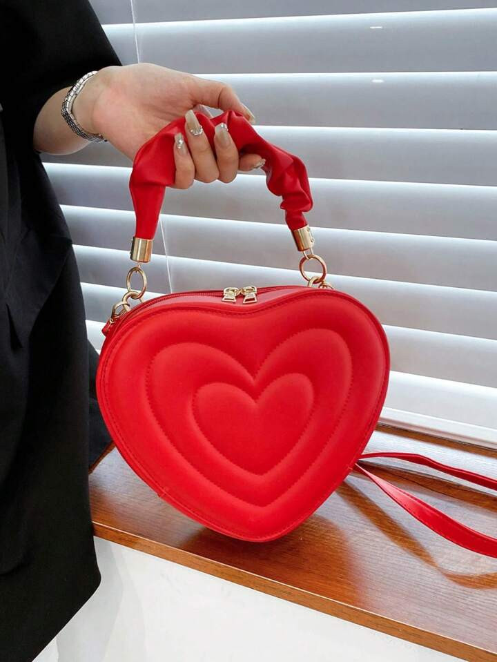 Fashion Heart Shape Shoulder Bag Small Handbags Designer Crossbody Bags For Women Solid Pu Leathe... | SHEIN