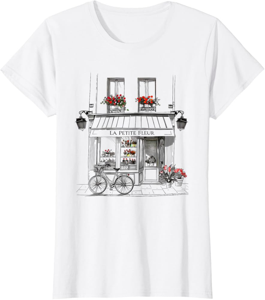 Linda camiseta francesa de recuerdo de dibujo gráfico de París, Blanco | Amazon (US)