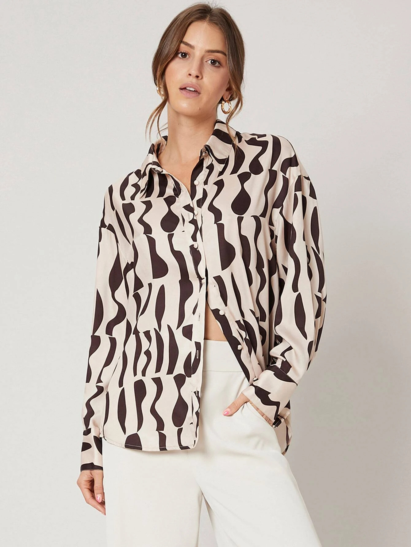 MOTF PREMIUM DROP SHOULDER RELAXED FIT BLOUSE | SHEIN