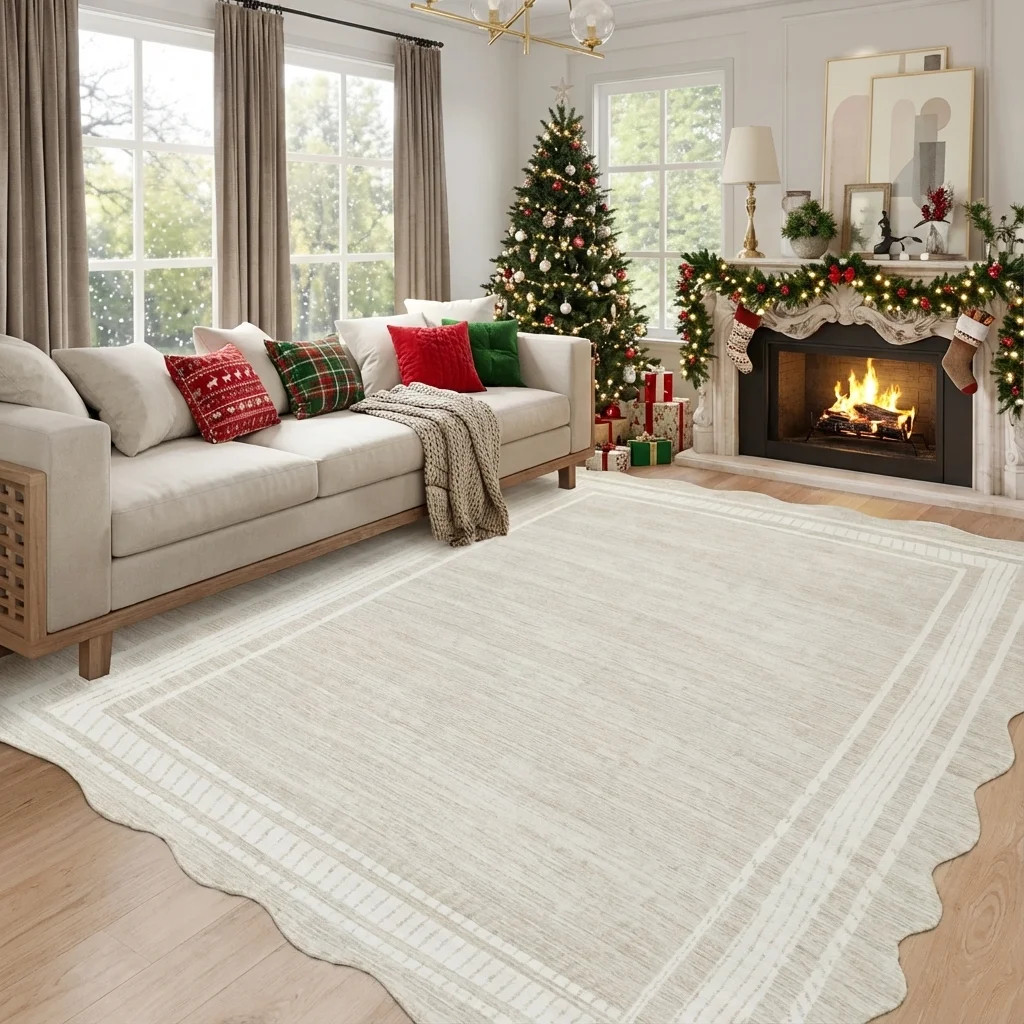 Garvee Modern Bordered Area Rugs, 8'x10' Abstract Aesthetic Soft Living Room Rug Irregular Non-Sl... | Walmart (US)