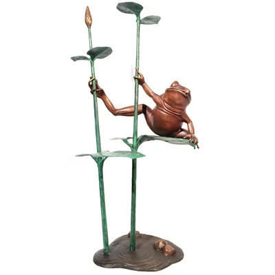 Bronze Frog on Leaf Fountain | Wayfair North America