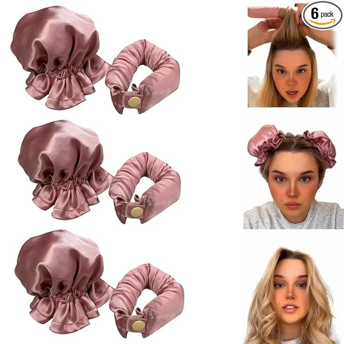 Satin Heatless Hair Curler 3 Sets, Heatless Curls for All Hair Types with Hair Caps, No Heat Curl... | Amazon (US)
