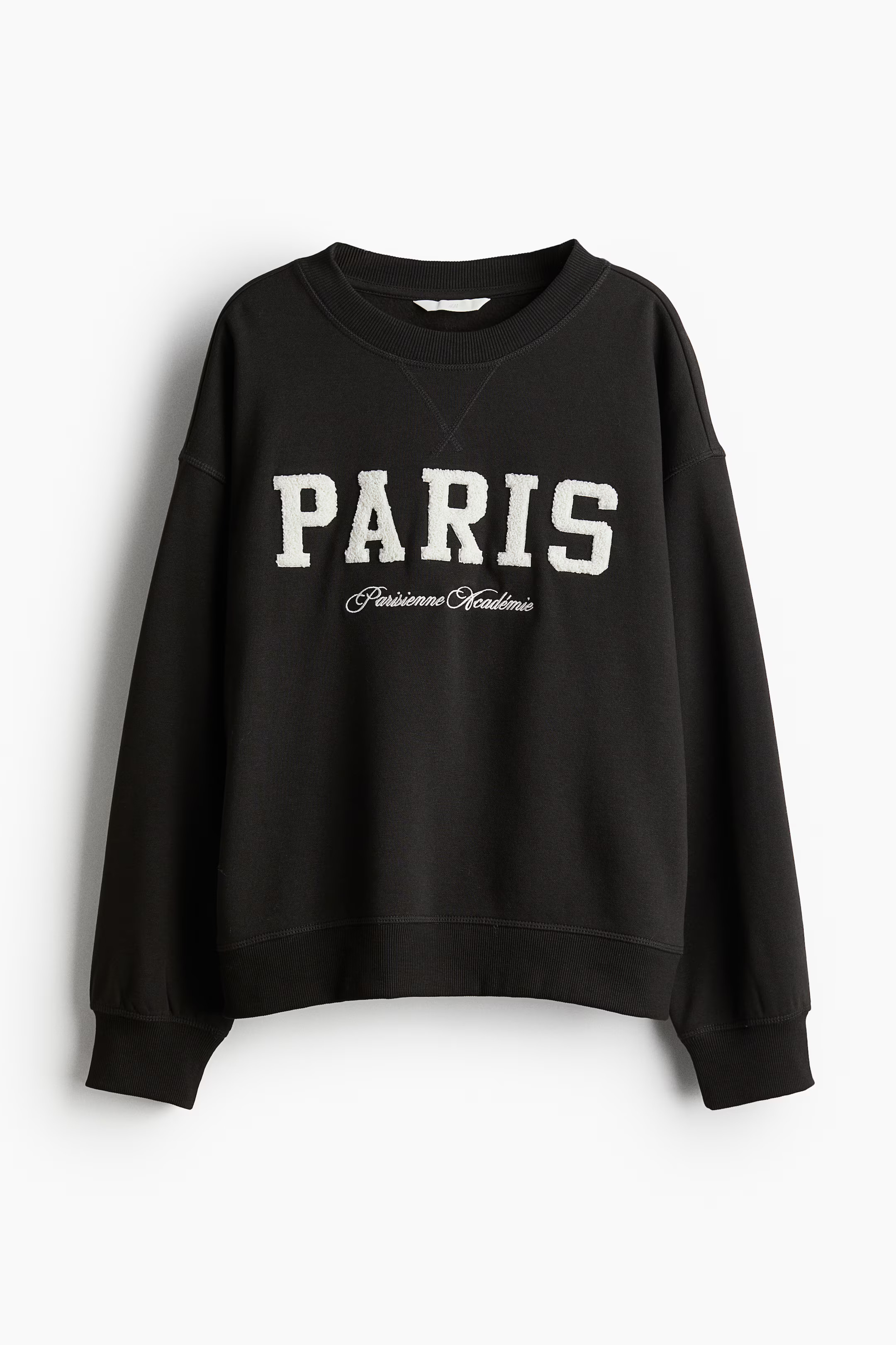 Sweatshirt - Crew-neck - Long sleeve - Black/Paris - Ladies | H&M GB | H&M (UK, MY, IN, SG, PH, TW, HK)