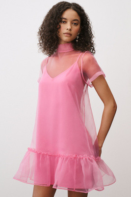 BHLDN Ava Short-Sleeve Organza Mini Dress | Anthropologie (US)