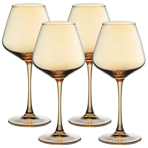 PTSTING Amber Wine Glasses Set of 4 - 15.5oz Burgundy Glasses for Red Wine, Tasting, Wedding Gift, Anniversary, Christmas, Birthday - Large | Amazon (US)
