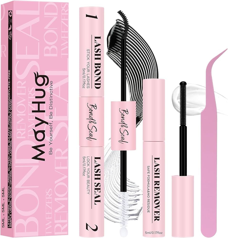 Mayhug Lash Cluster Glue Bond and Seal Kit with Lash Glue Remover and Tweezers Long-Lasting, Wate... | Amazon (US)