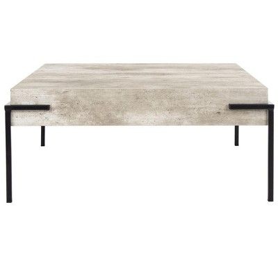 Eli Square Coffee Table - Light Grey Faux Concrete/Black - Safavieh | Target