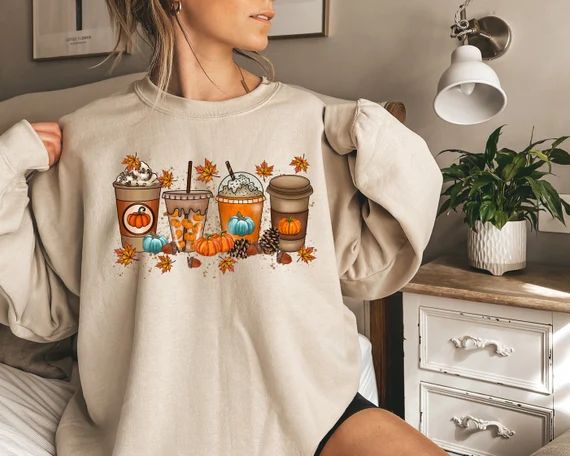 Fall Coffee Sweatercute Fall Sweatshirtcoffee Lover - Etsy | Etsy (US)